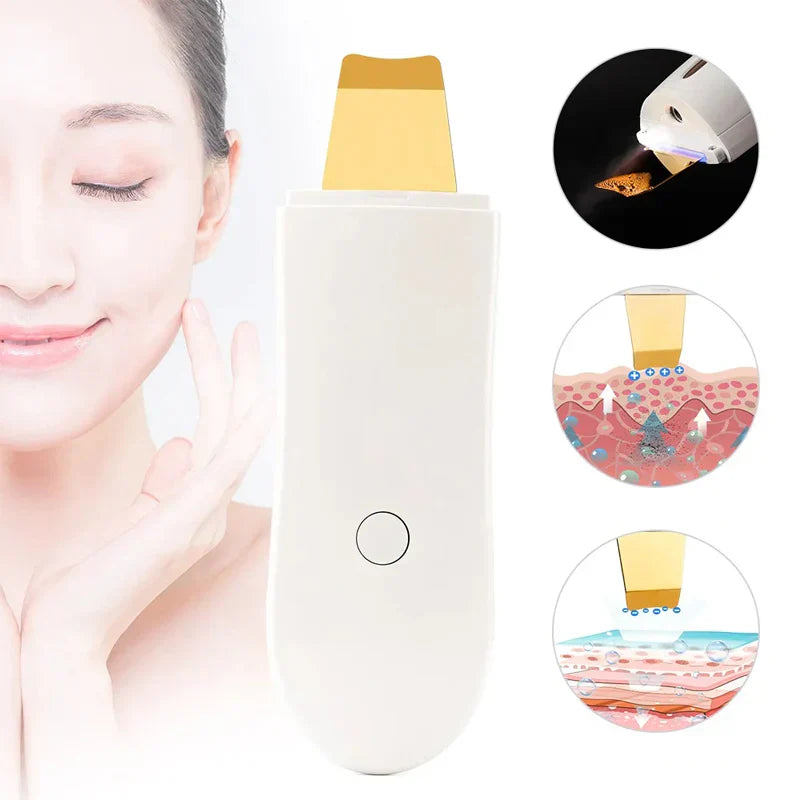 Wireless Ultrasonic Face Scrubber, 24kHz Skin Spatula & Blackhead Remover with Nano Mist Moisturizing, Waterproof Deep Pore Cleansing & Exfoliating Device