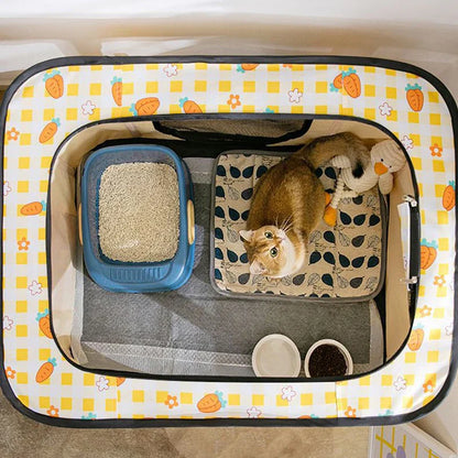 Foldable Pet Pen, Portable Dog and Cat Playpen with Removable Zipper Mesh Tent, Convenient Carrying Bag for Puppies and Kittens