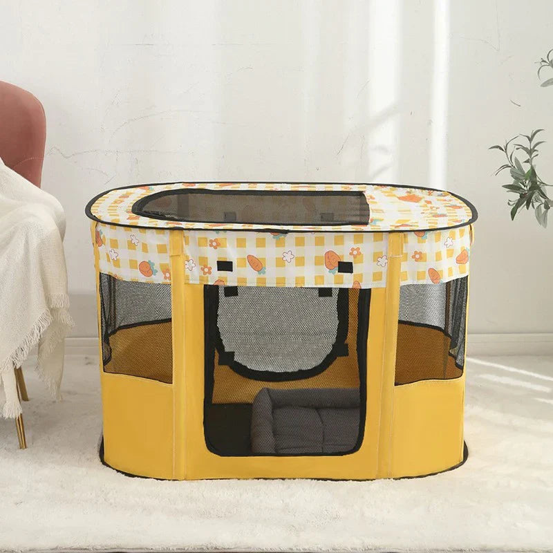 Foldable Pet Pen, Portable Dog and Cat Playpen with Removable Zipper Mesh Tent, Convenient Carrying Bag for Puppies and Kittens