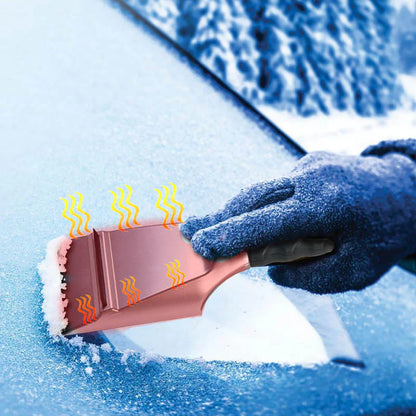 12V Electric Heated Ice Scraper for Windshield, Auto Snow Removal Tool with Rearview Mirror Covers, Defrost and Clean Snow for Cars, Trucks, and SUVs