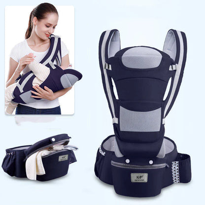 Ergonomic Baby Carrier with Hip Seat, 6-in-1 Newborn to Toddler Carrier with Head Support, Front-Facing M Position, Mesh Sling for Mom & Dad, Ideal for Travel