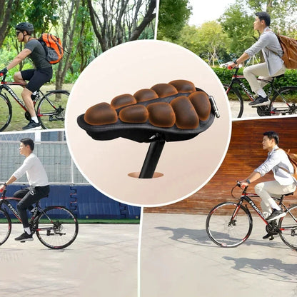 3D Air Bike Seat Cushion, Shockproof PU Leather Gel Saddle Cover with Inflatable Airbag for Comfort, Breathable Cushion for MTB, Electric Bike, and Fitness Bikes