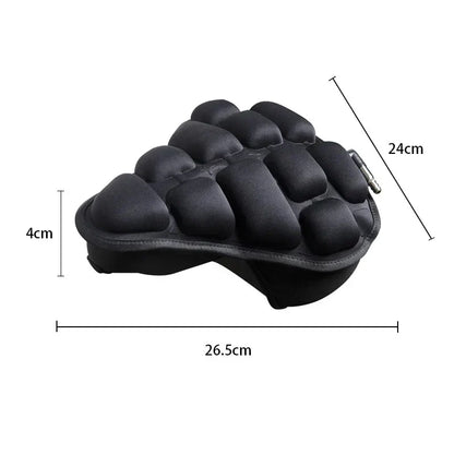 3D Air Bike Seat Cushion, Shockproof PU Leather Gel Saddle Cover with Inflatable Airbag for Comfort, Breathable Cushion for MTB, Electric Bike, and Fitness Bikes