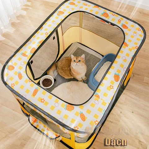 Foldable Pet Pen, Portable Dog and Cat Playpen with Removable Zipper Mesh Tent, Convenient Carrying Bag for Puppies and Kittens