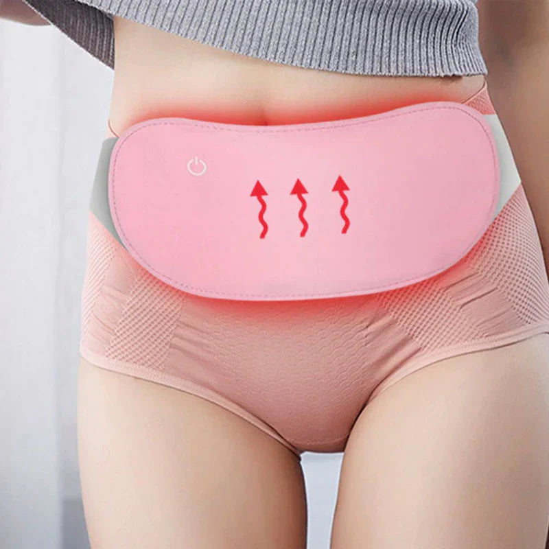 Portable Menstrual Heating Pad, Electric Heat & Vibration Massage Belt with 3 Heat Levels and 3 Massage Modes for Period Pain Relief, Back & Belly Cramp Relief (Battery Power Bank Not Included)