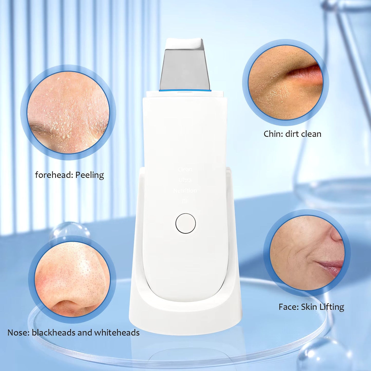 Wireless Ultrasonic Face Scrubber, 24kHz Skin Spatula & Blackhead Remover with Nano Mist Moisturizing, Waterproof Deep Pore Cleansing & Exfoliating Device