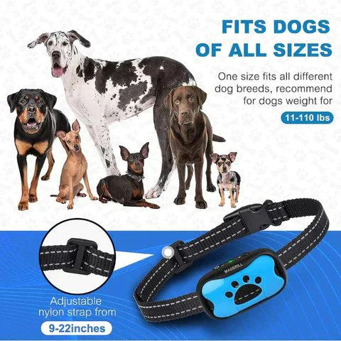 Rechargeable Anti-Bark Collar - Humane No Shock Training Device with Vibration and Sound, USB Ultrasonic Barking Collar for Small, Medium, and Large Dogs