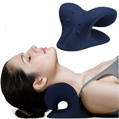 Cervical Traction & Relaxation Device: Neck and Shoulder Stretcher with Massage Pillow for Spine Alignment