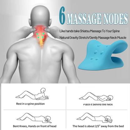 Cervical Traction & Relaxation Device: Neck and Shoulder Stretcher with Massage Pillow for Spine Alignment