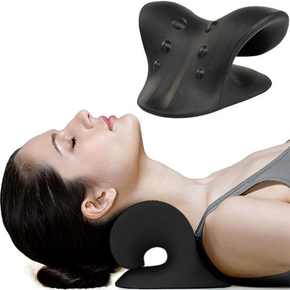 Cervical Traction & Relaxation Device: Neck and Shoulder Stretcher with Massage Pillow for Spine Alignment