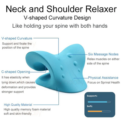 Cervical Traction & Relaxation Device: Neck and Shoulder Stretcher with Massage Pillow for Spine Alignment