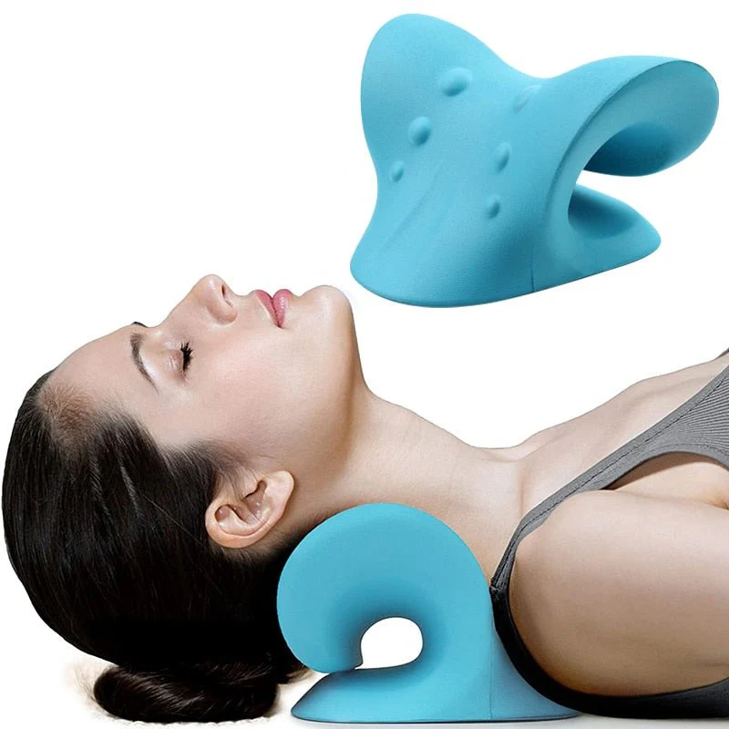 Cervical Traction & Relaxation Device: Neck and Shoulder Stretcher with Massage Pillow for Spine Alignment